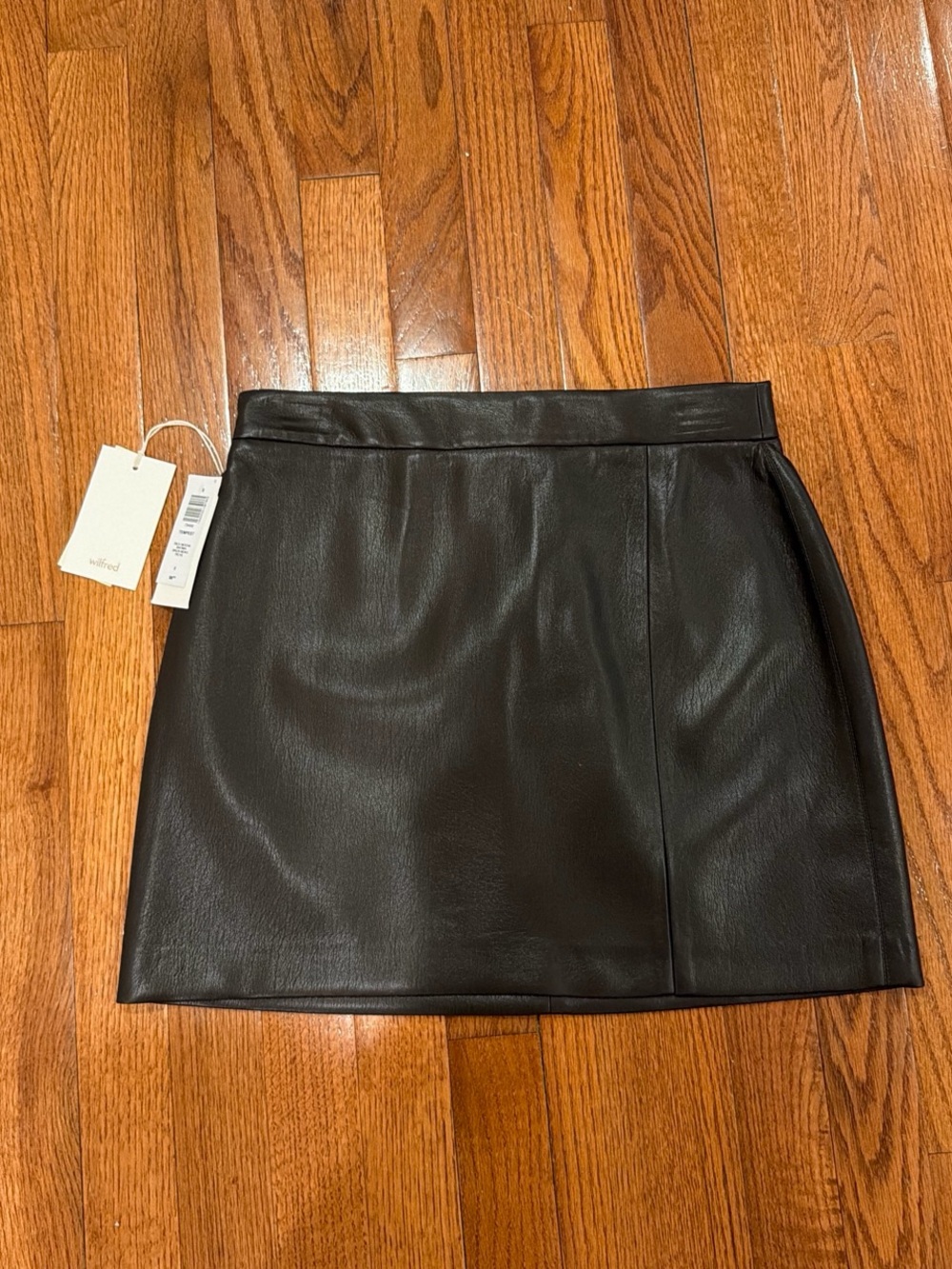 Wilfred Black Faux Leather Mini Skirt